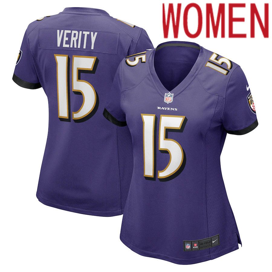 Cheap Women Baltimore Ravens 15 Jake Verity Nike Purple Game NFL Jersey